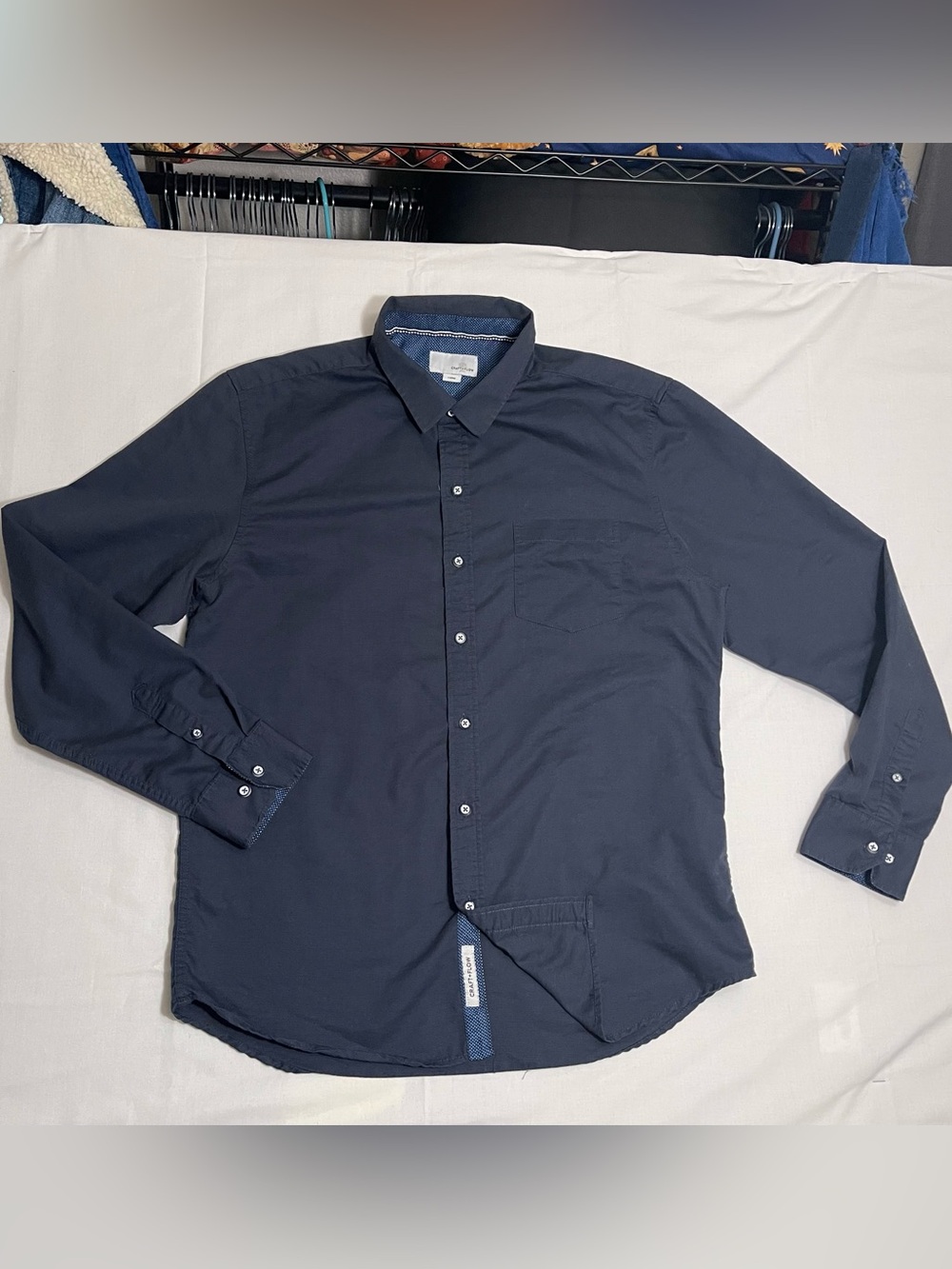 Men's Classic Navy Long-Sleeve Button-Up Shirt